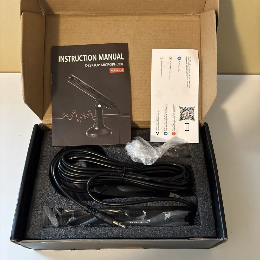 Desk Microphone Metal Material Black 3.5mm Jack MPH-01-Chatting-Gaming-NIB